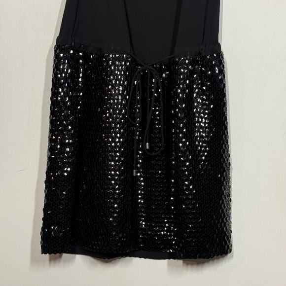 Diane von Furstenberg Tadd Dress Womens Size 4 Black Sequin Cowl Neck Party Mini - Picture 8 of 11